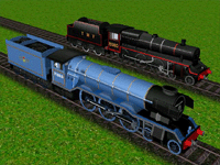 two beautiful steam engines in train game RtR